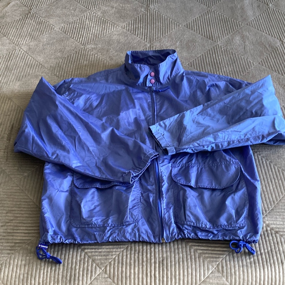 Vintage Woolrich Men's Outdoor Windbreaker Blue Zip Jacket Size Large